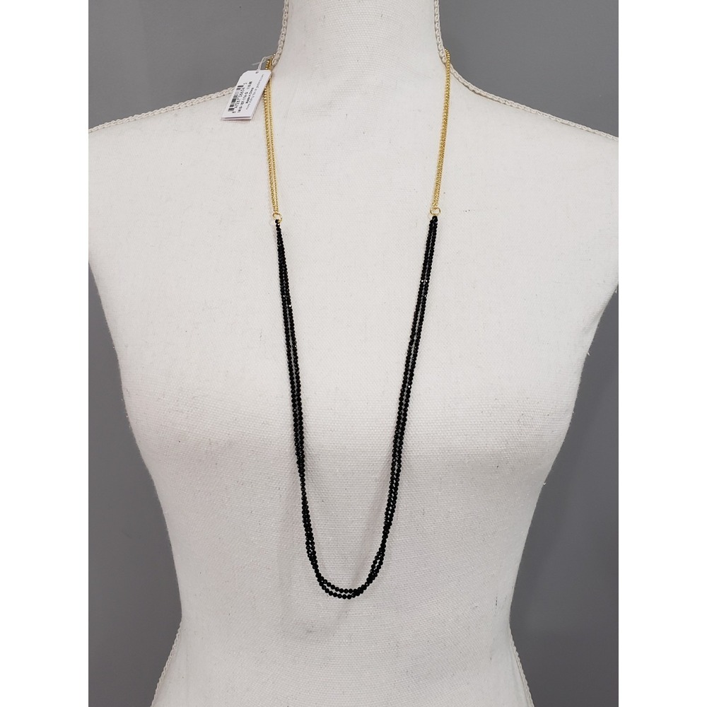 NEW Gorjana Necklace 4 Strand BLACK SPINEL dainty LAGUNA GEM DAINTY GOLD TONE